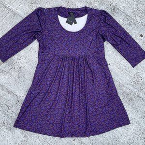 Reborn New York Women Dress Purple Polyester Long Sleeve Sides Pocket Size 1X